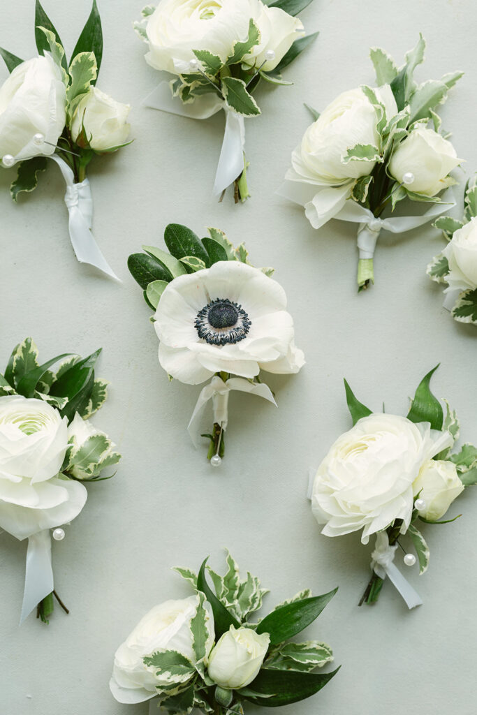 Boutonniers up close for a Kent Island resort wedding