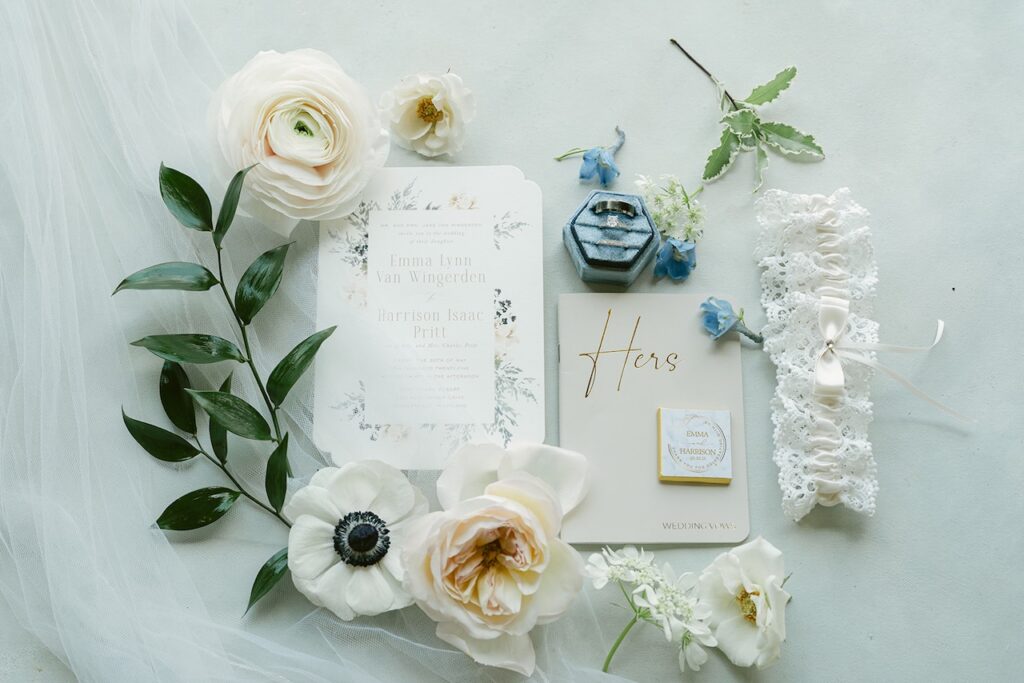 Spring invitation suite for a Kent Island Resort wedding by Hannah Bell Events